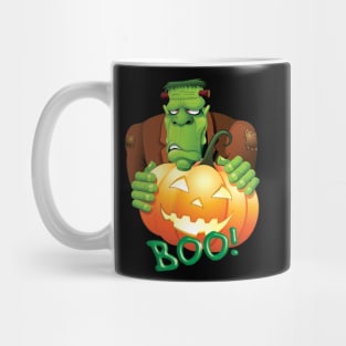 Frankenstein Cartoon with Jack o'Lantern Mug